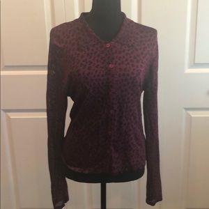 Animal print button down rayon sweater